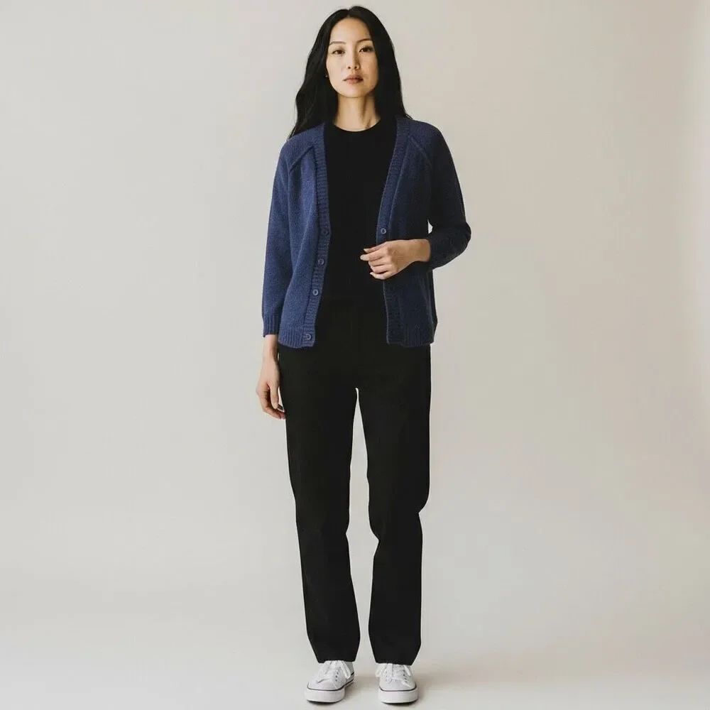 MUDD Solid Blue Purple 3/4 Quarter Sleeve button Down Cardigan Cotton size S/M